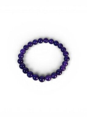 Ash & Sea Amethyst Beaded Bracelet 8mm Stretch Healing Crystal Calming Energy